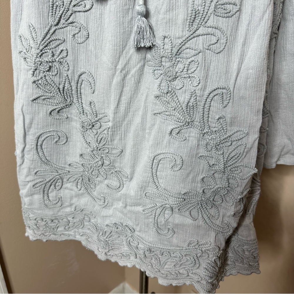 Soft Surroundings Embroidered Boho Tunic Top Light Blue Size 2X - Picture 5 of 9